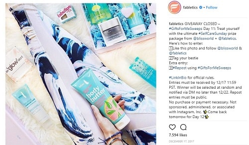 Fabletics インスタグラム・プレゼントキャンペーン