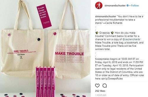 Simon und Schuster Instagram Werbegeschenk