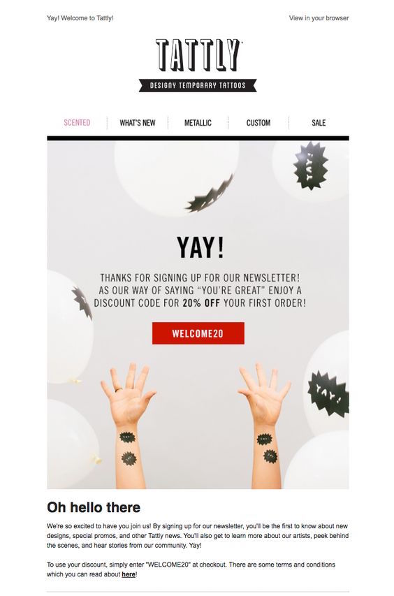 Tattly Welcome E-Mail Beispiel