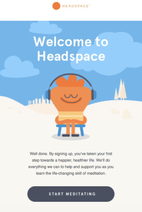 Exemplo de Email de Boas Vindas Headspace