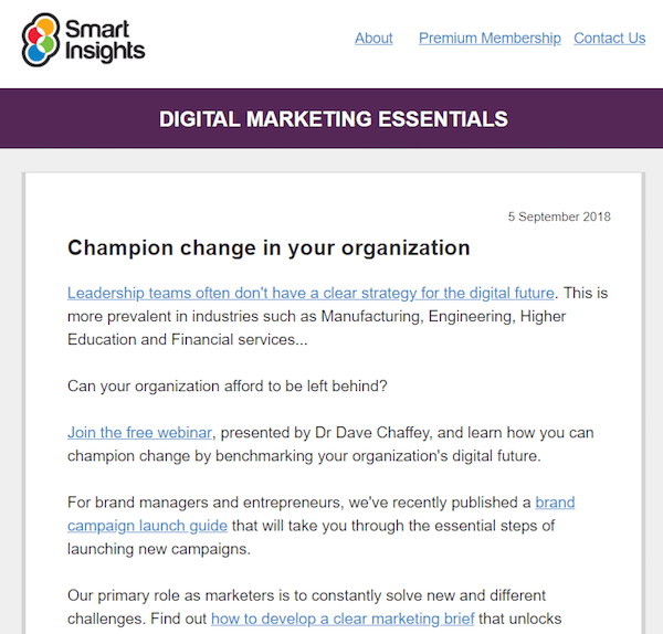 grandi esempi di newsletter-Smart Insights