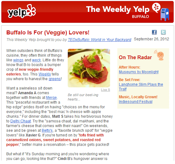 great newsletter examples-Yelp