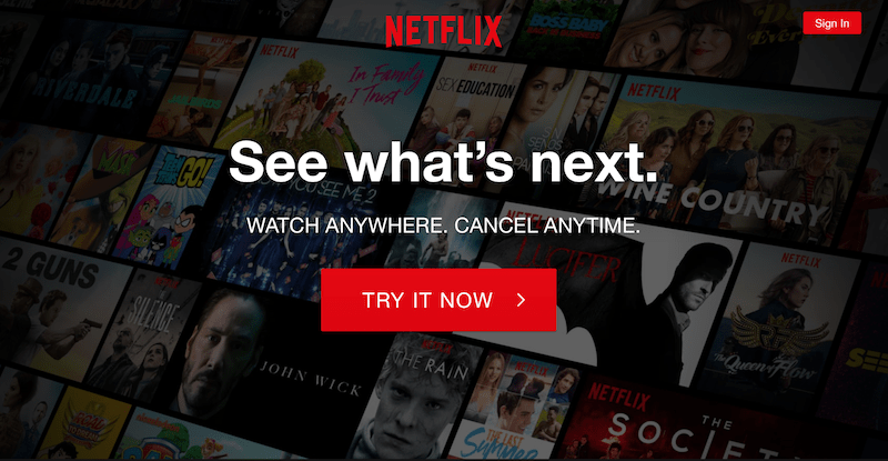 Netflix call-to-action